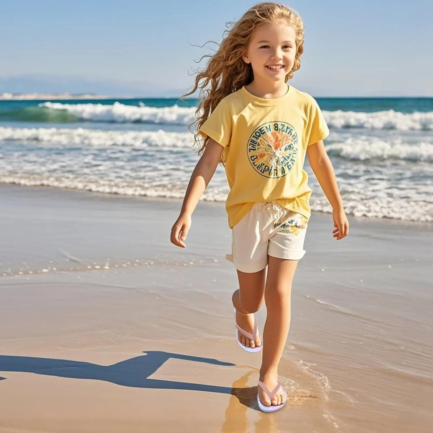 Mermaid Scales Print Girls Flip Flops Non Slip Princess Dress Thong Sandals for Summer Sport Water Shoes