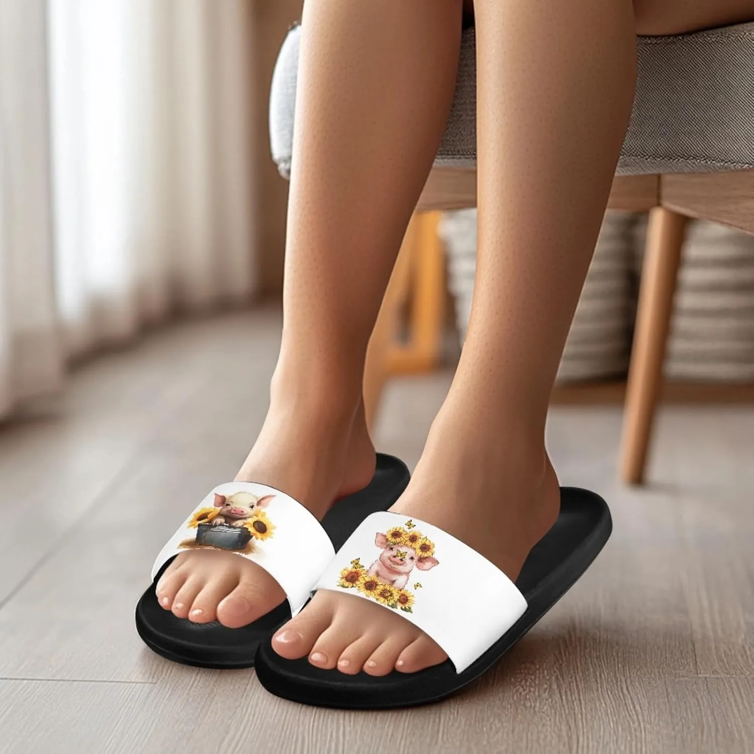 Micoklinlin Slide Sandals for Women Men Cute Flip Flops Waterproof Shower Slide Summer Bathroom Beach Pool Slippers Size 5-12