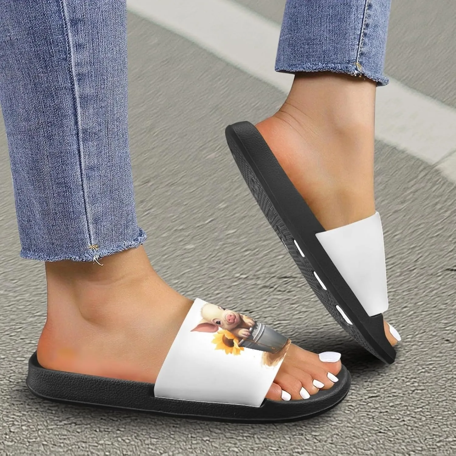 Micoklinlin Slide Sandals for Women Men Cute Flip Flops Waterproof Shower Slide Summer Bathroom Beach Pool Slippers Size 5-12