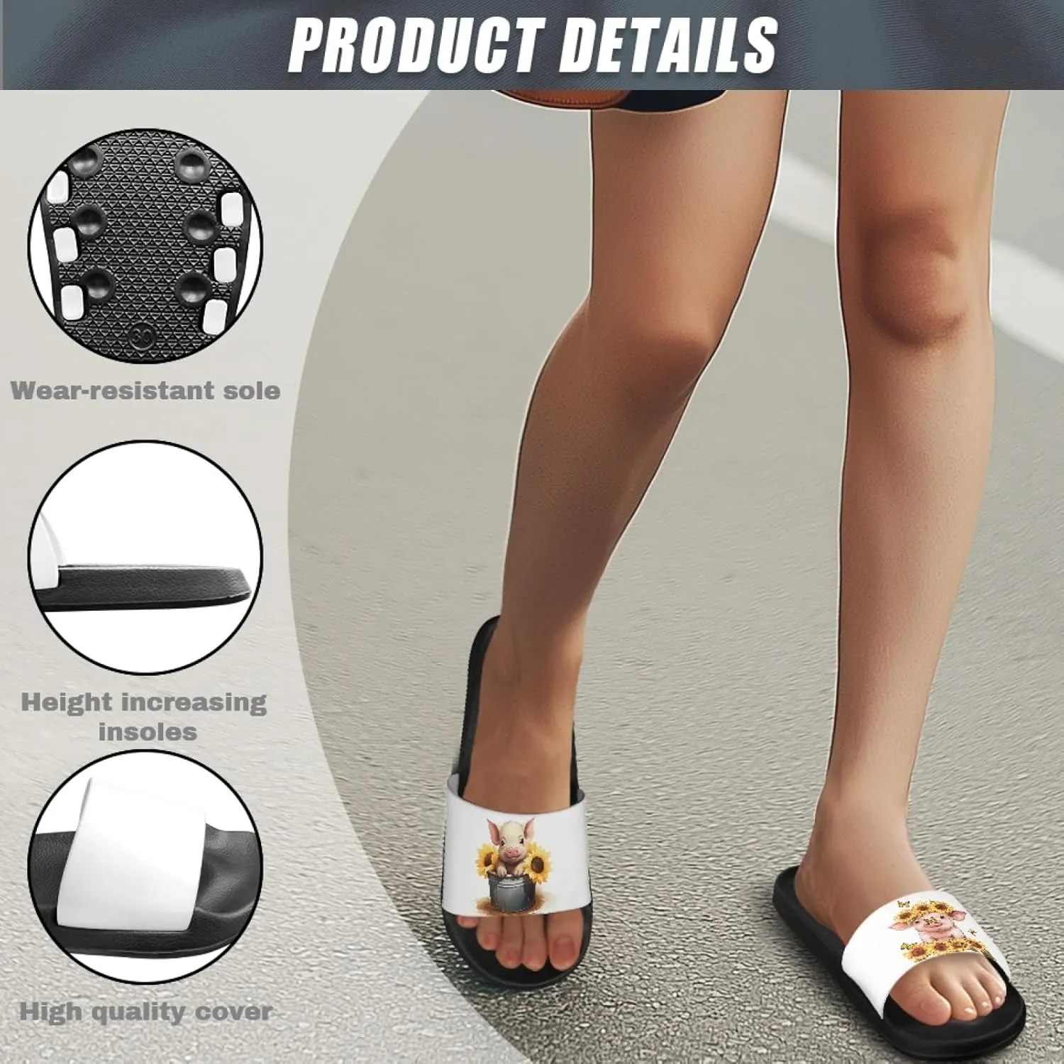 Micoklinlin Slide Sandals for Women Men Cute Flip Flops Waterproof Shower Slide Summer Bathroom Beach Pool Slippers Size 5-12