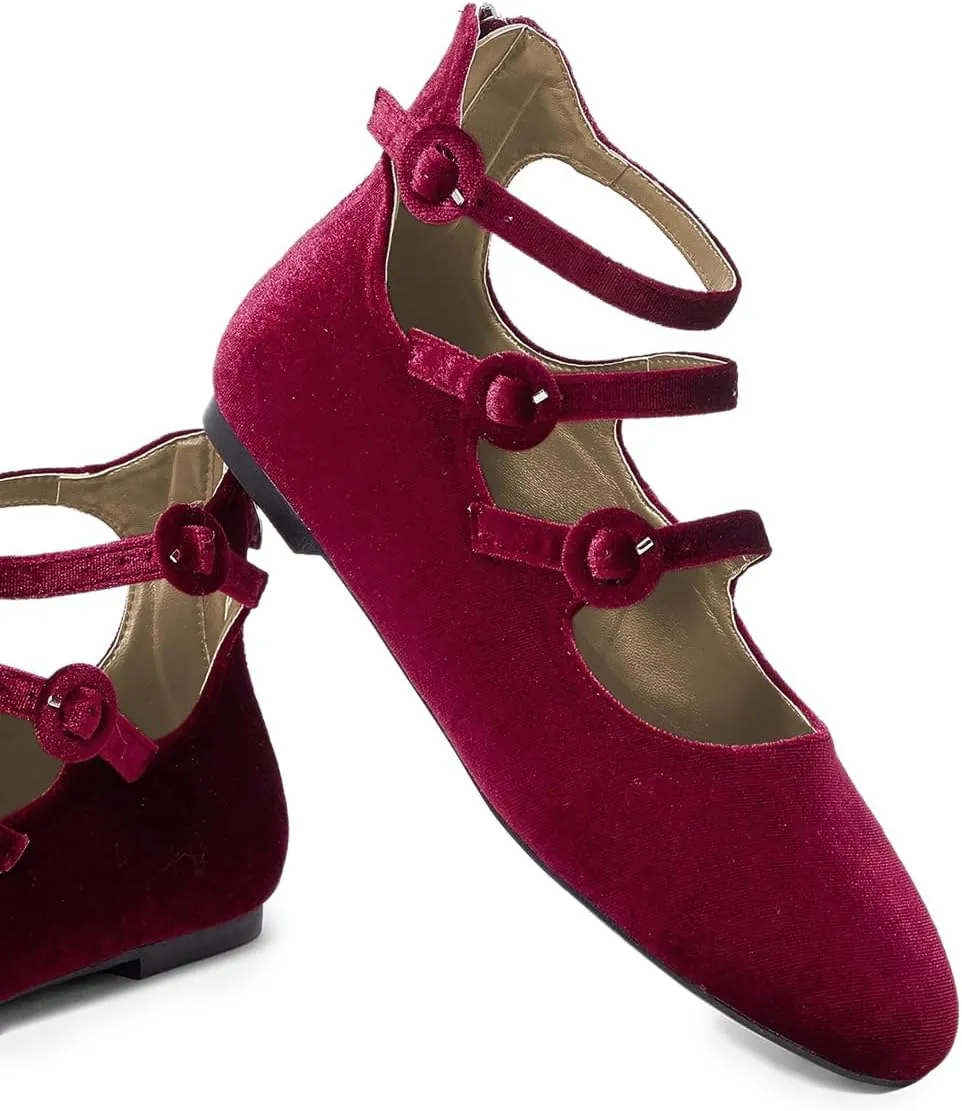 Milooey shoes Women's Mary Jane Flats Comfy Round Toe Low Heel Flats Triple Ankle Strap Sandals Classic Party Dress Bridal Shoes Size 4-16 Us