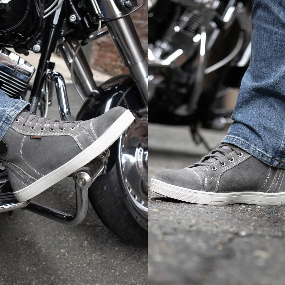 Milwaukee Leather MBM9109 Men's Grey Suede Leather Reinforced Street Riding Waterproof Shoes w/Ankle Support - 12