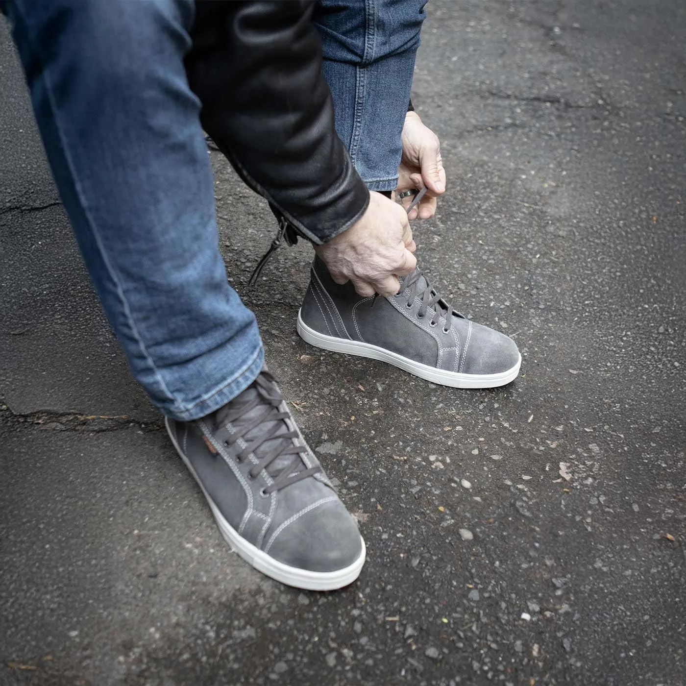 Milwaukee Leather MBM9109 Men's Grey Suede Leather Reinforced Street Riding Waterproof Shoes w/Ankle Support - 12