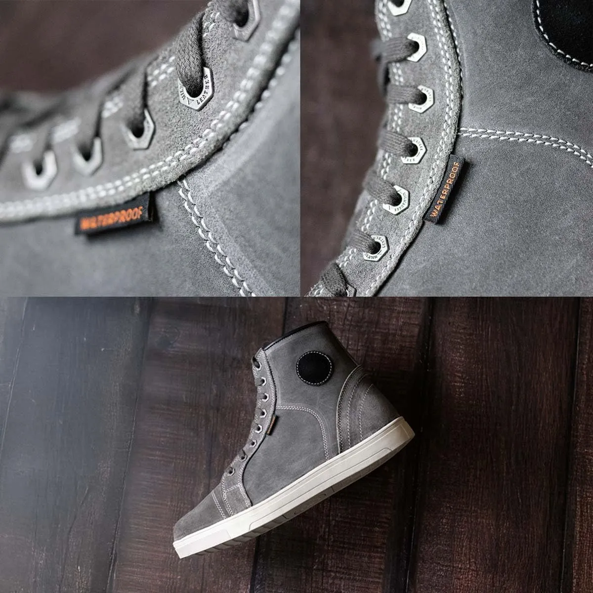 Milwaukee Leather MBM9109 Men's Grey Suede Leather Reinforced Street Riding Waterproof Shoes w/Ankle Support - 12