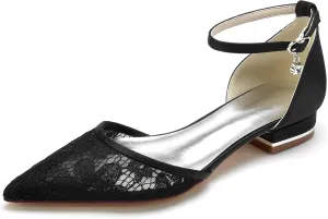 Minishion Comfortable Flats for Women Teen Girl Lace Ankle Strap Wedding Evening Shoes BR167