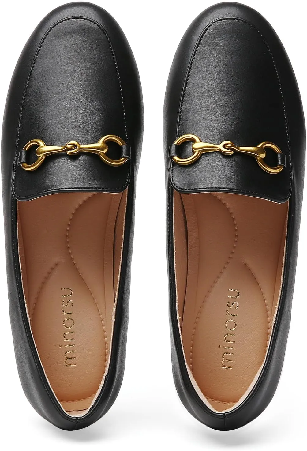 Minorsu Buckle Loafers for Women Slip On Round Toe Dress Flats Business Casual Work Driving Shoes
