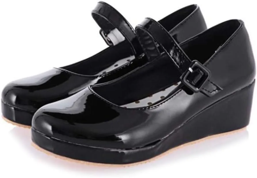 MIOKE Women's Fashion Wedge Mary Jane Pumps Round Toe Platform Mid Heel Comfort Party Wedding Dress Shoes