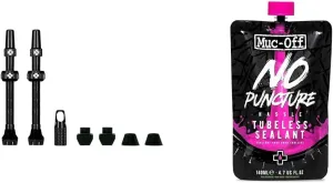 Muc-Off Tubeless Valve Stems and No Puncture Hassle Sealant Bundle - 44mm Valves with Tool and 140ml Sealant
