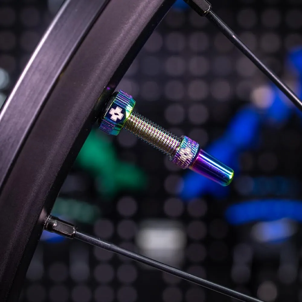 Muc-Off Tubeless Valves V2, Iridescent 60mm - Tubeless Valve Stems with Valve Core Removal Tool for Tubeless Tires - Includes Presta Valve Stem Caps