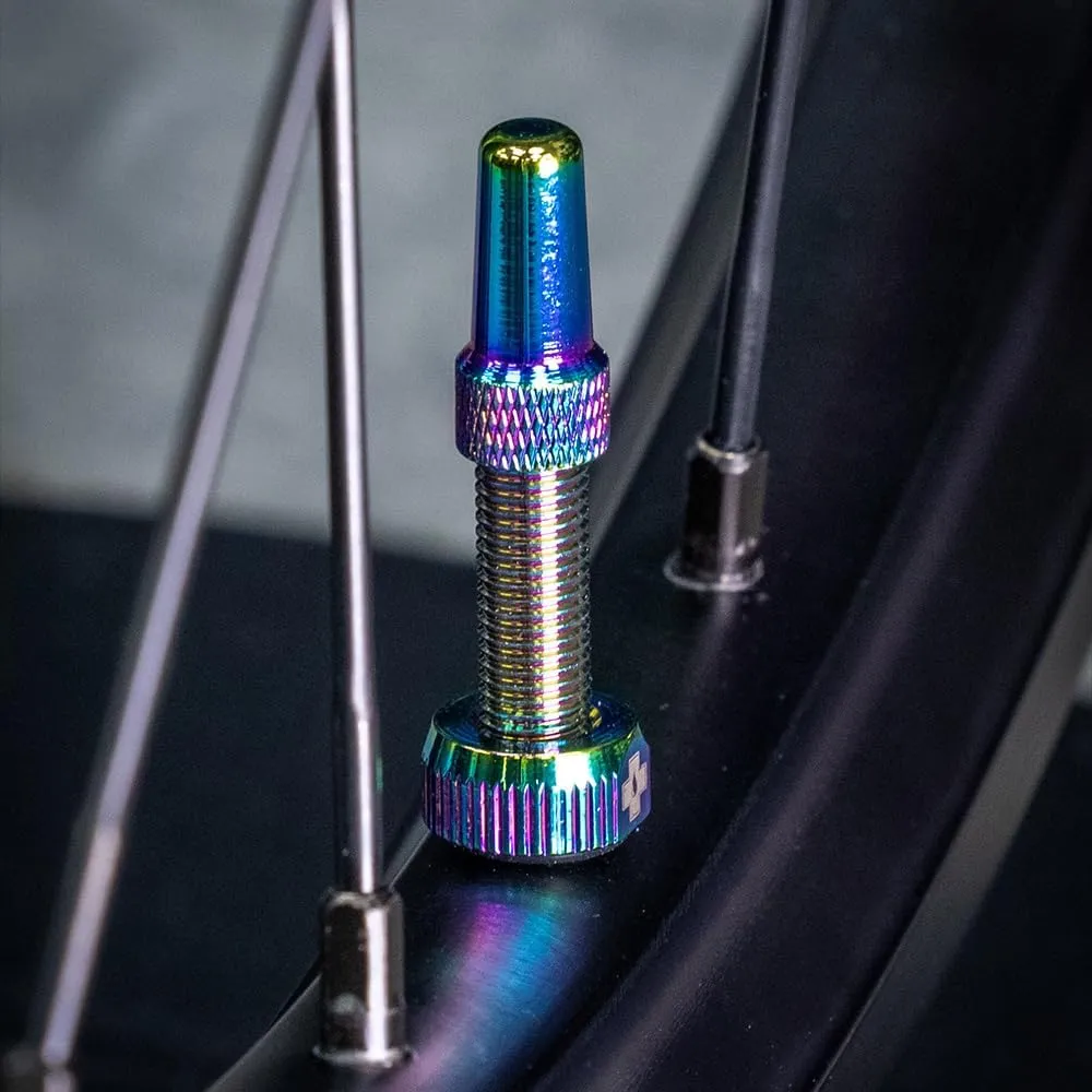 Muc-Off Tubeless Valves V2, Iridescent 60mm - Tubeless Valve Stems with Valve Core Removal Tool for Tubeless Tires - Includes Presta Valve Stem Caps
