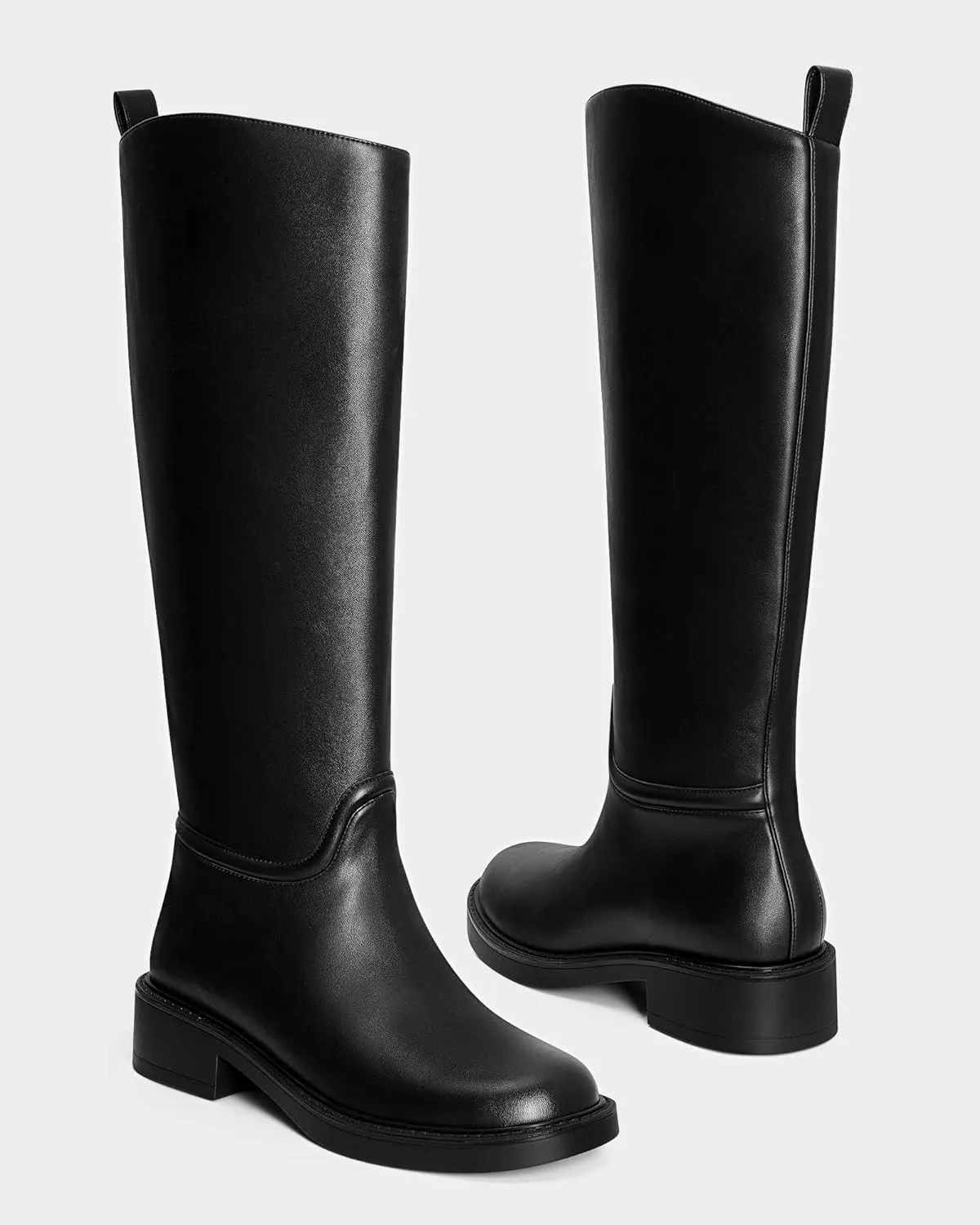 MUCCCUTE Knee High Boots for Women Chunky Low Block Heel Tall Boots Round Toe Comfort Long Fall Boots Pull On
