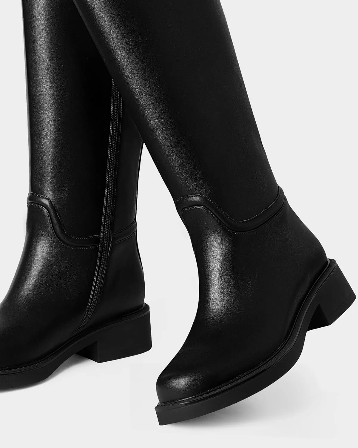 MUCCCUTE Knee High Boots for Women Chunky Low Block Heel Tall Boots Round Toe Comfort Long Fall Boots Pull On