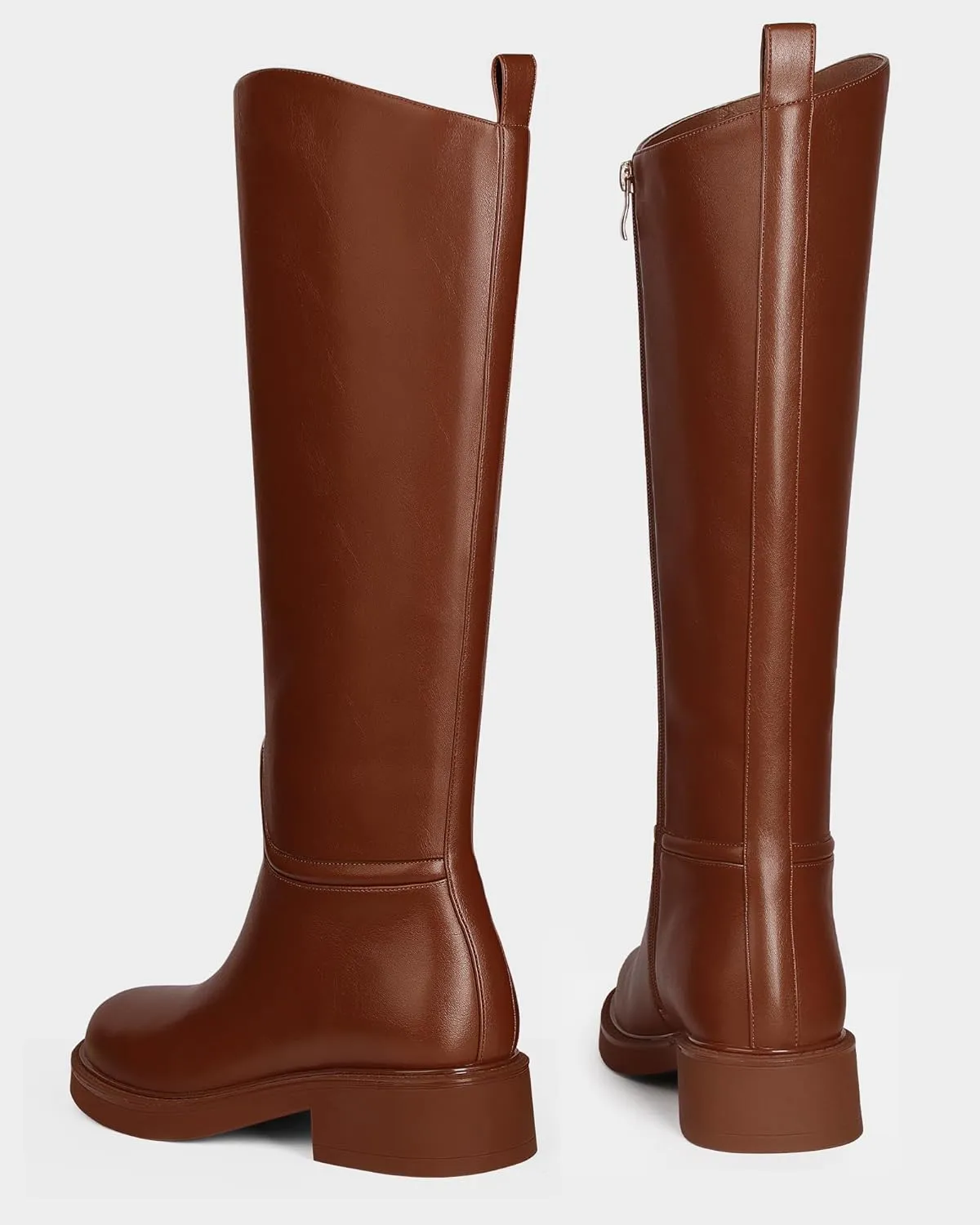 MUCCCUTE Knee High Boots for Women Chunky Low Block Heel Tall Boots Round Toe Comfort Long Fall Boots Pull On