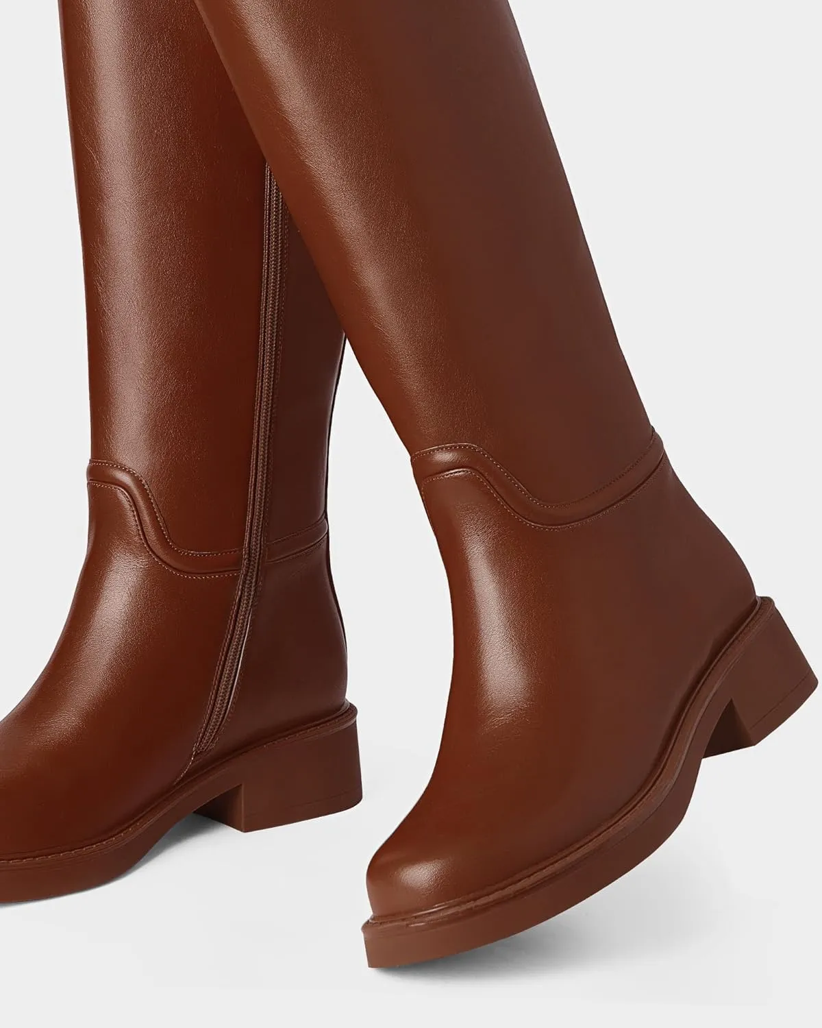 MUCCCUTE Knee High Boots for Women Chunky Low Block Heel Tall Boots Round Toe Comfort Long Fall Boots Pull On