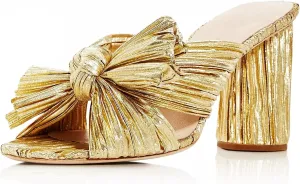 MUCCCUTE Women's Bow Knot Heeled Sandals Ankle Buckle Strap Chunky Heeled Open-toe Comfortable Wedding Party Fashion Heeled