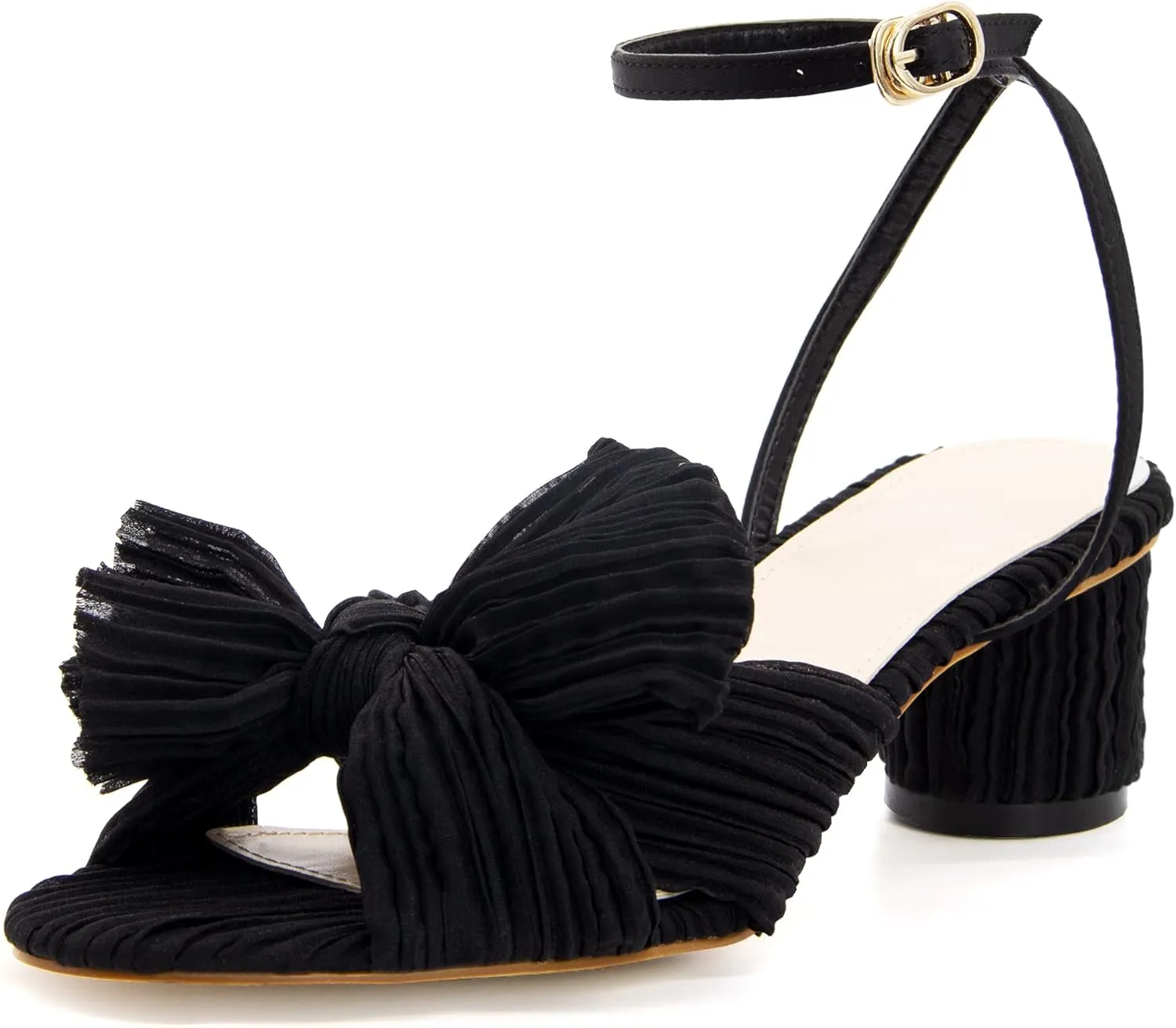 MUCCCUTE Women's Bow Knot Heeled Sandals Ankle Buckle Strap Chunky Heeled Open-toe Comfortable Wedding Party Fashion Heeled
