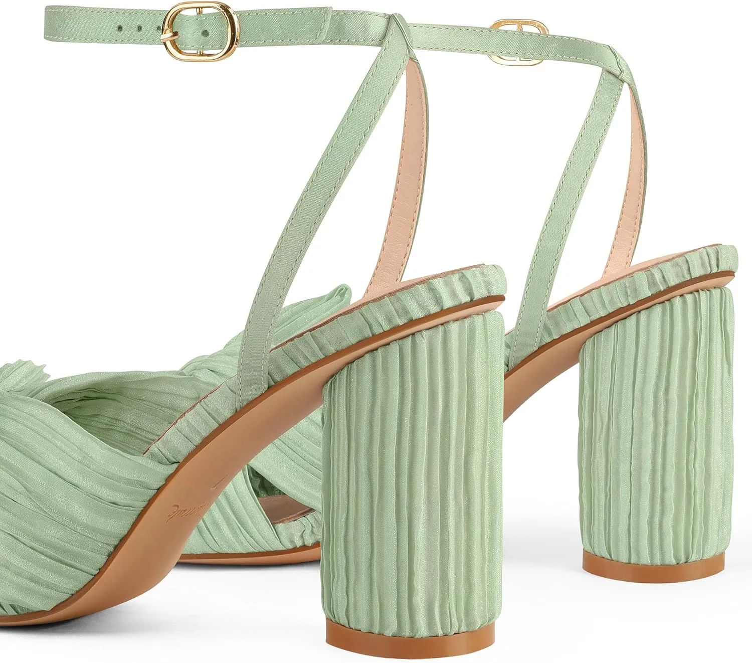 MUCCCUTE Women's Bow Knot Heeled Sandals Ankle Buckle Strap Chunky Heeled Open-toe Comfortable Wedding Party Fashion Heeled