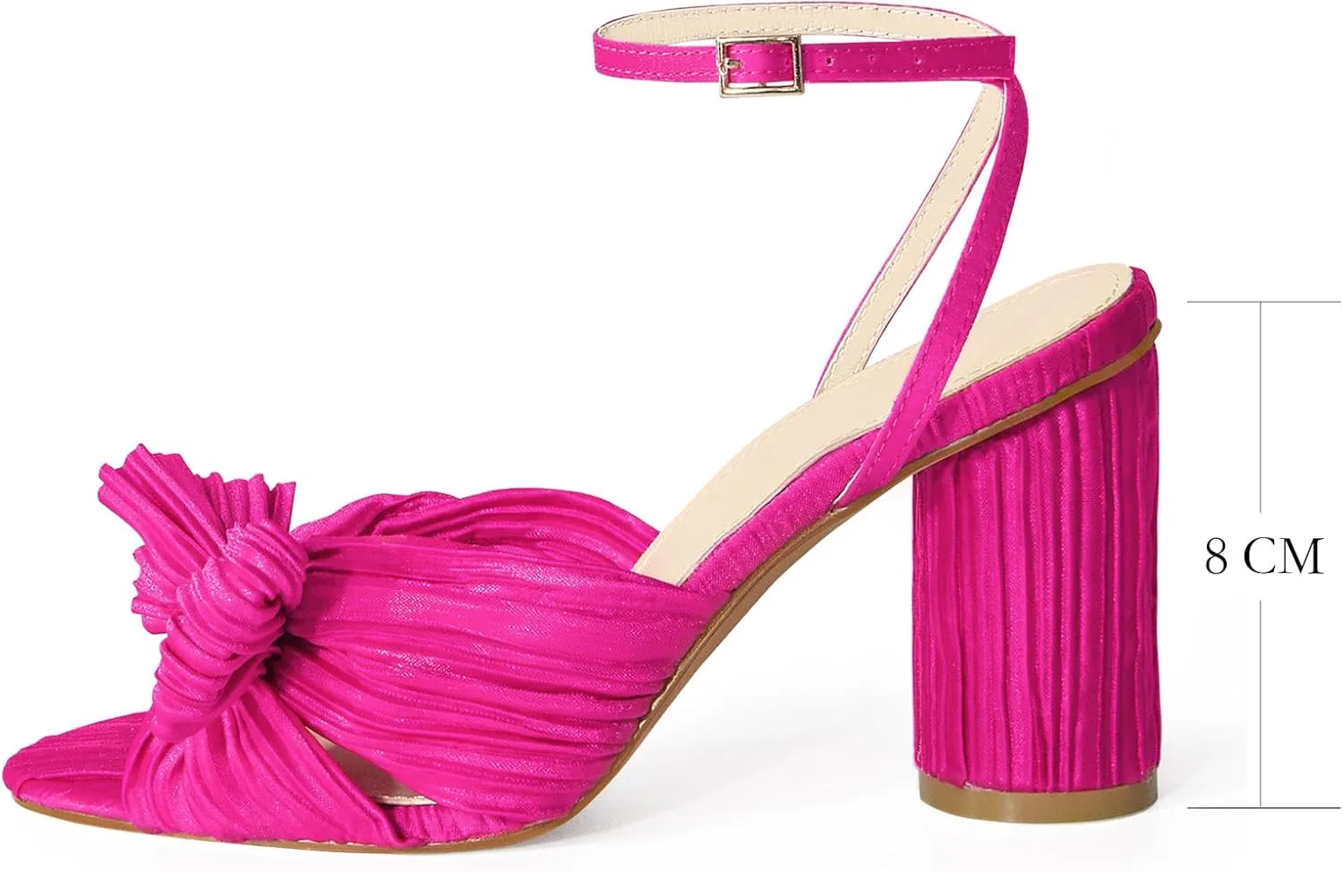 MUCCCUTE Women's Bow Knot Heeled Sandals Ankle Buckle Strap Chunky Heeled Open-toe Comfortable Wedding Party Fashion Heeled