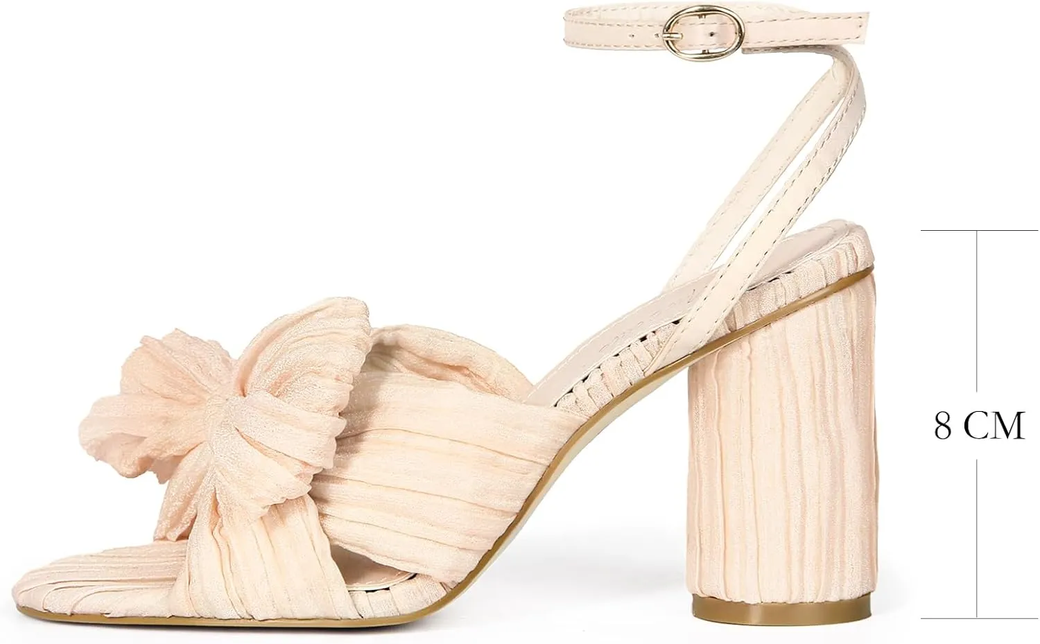 MUCCCUTE Women's Bow Knot Heeled Sandals Ankle Buckle Strap Chunky Heeled Open-toe Comfortable Wedding Party Fashion Heeled