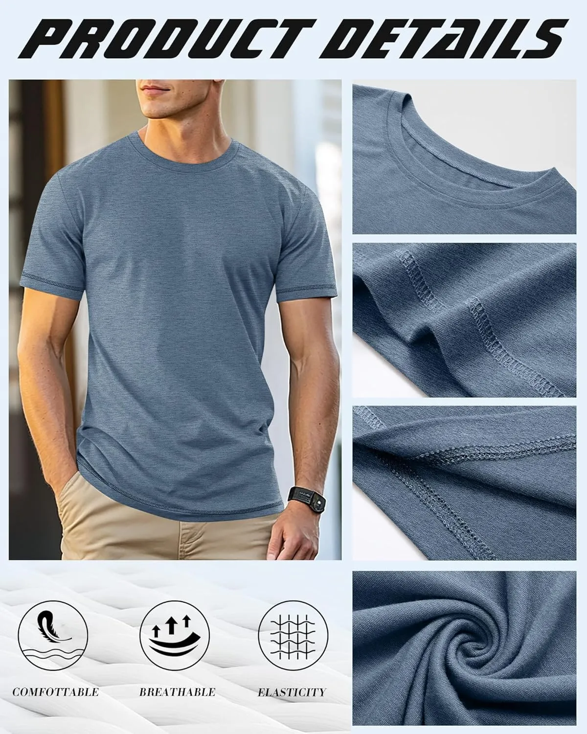 Neer 3 Pack Big and Tall Shirts for Men L-5XL, Oversized Cotton Crewneck Tops Loose Casual Large T-Shirts Summer Basic Tee