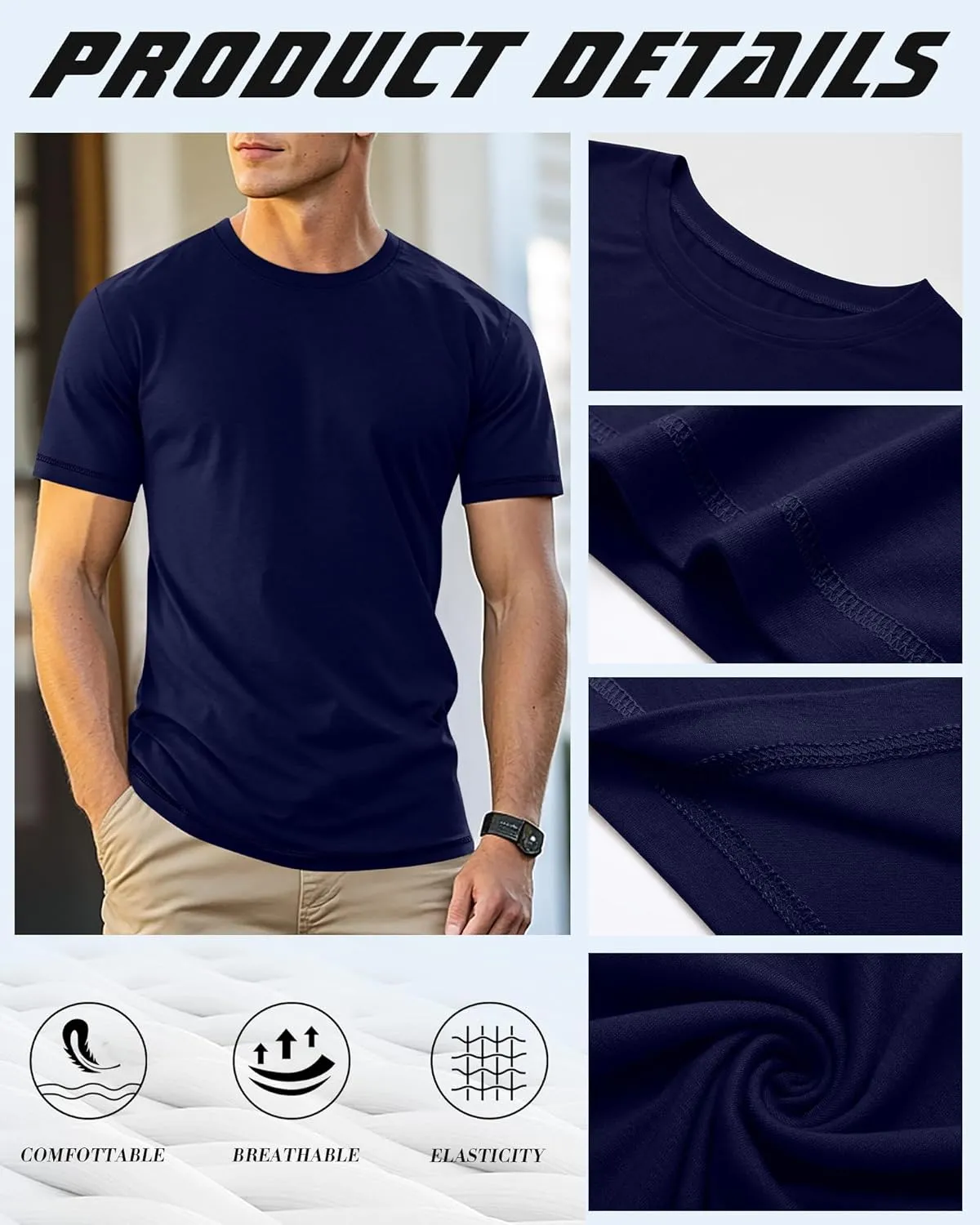 Neer 3 Pack Big and Tall Shirts for Men L-5XL, Oversized Cotton Crewneck Tops Loose Casual Large T-Shirts Summer Basic Tee