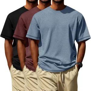 Neer 3 Pack Big and Tall Shirts for Men L-5XL, Oversized Cotton Crewneck Tops Loose Casual Large T-Shirts Summer Basic Tee