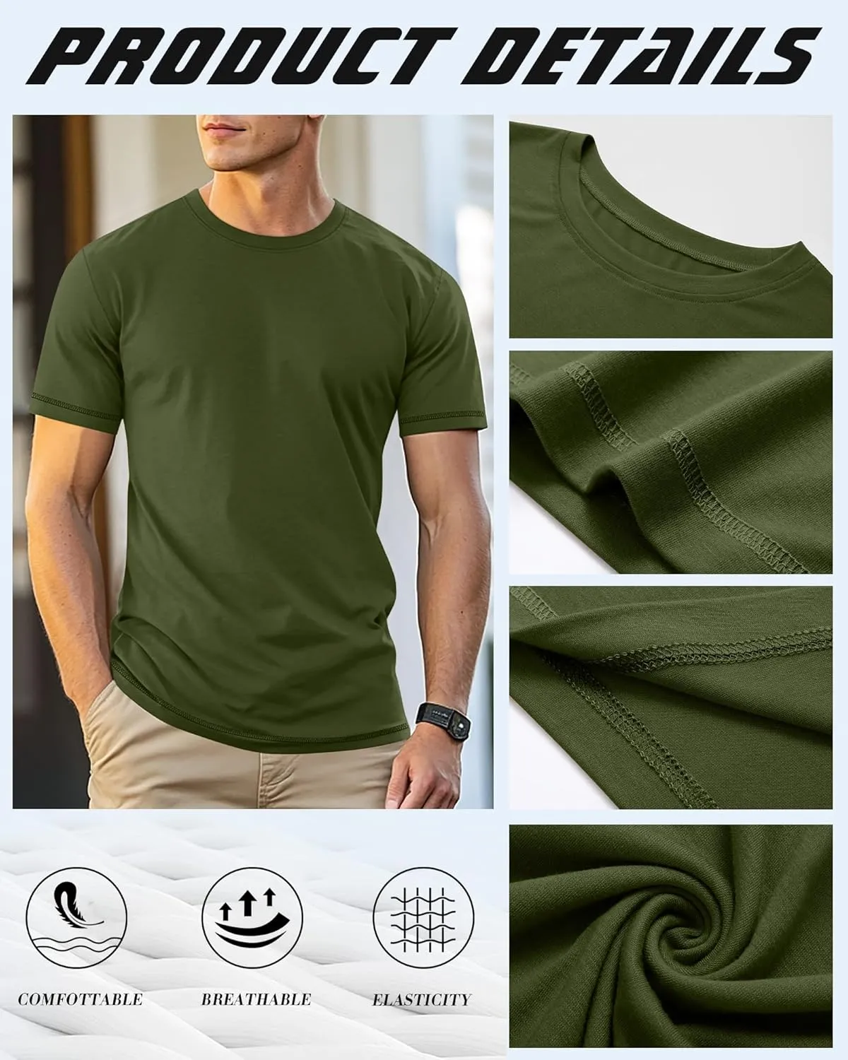 Neer 3 Pack Big and Tall Shirts for Men L-5XL, Oversized Cotton Crewneck Tops Loose Casual Large T-Shirts Summer Basic Tee