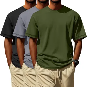 Neer 3 Pack Big and Tall Shirts for Men L-5XL, Oversized Cotton Crewneck Tops Loose Casual Large T-Shirts Summer Basic Tee