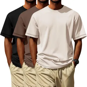 Neer 3 Pack Big and Tall Shirts for Men L-5XL, Oversized Cotton Crewneck Tops Loose Casual Large T-Shirts Summer Basic Tee