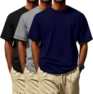 Neer 3 Pack Big and Tall Shirts for Men L-5XL, Oversized Cotton Crewneck Tops Loose Casual Large T-Shirts Summer Basic Tee