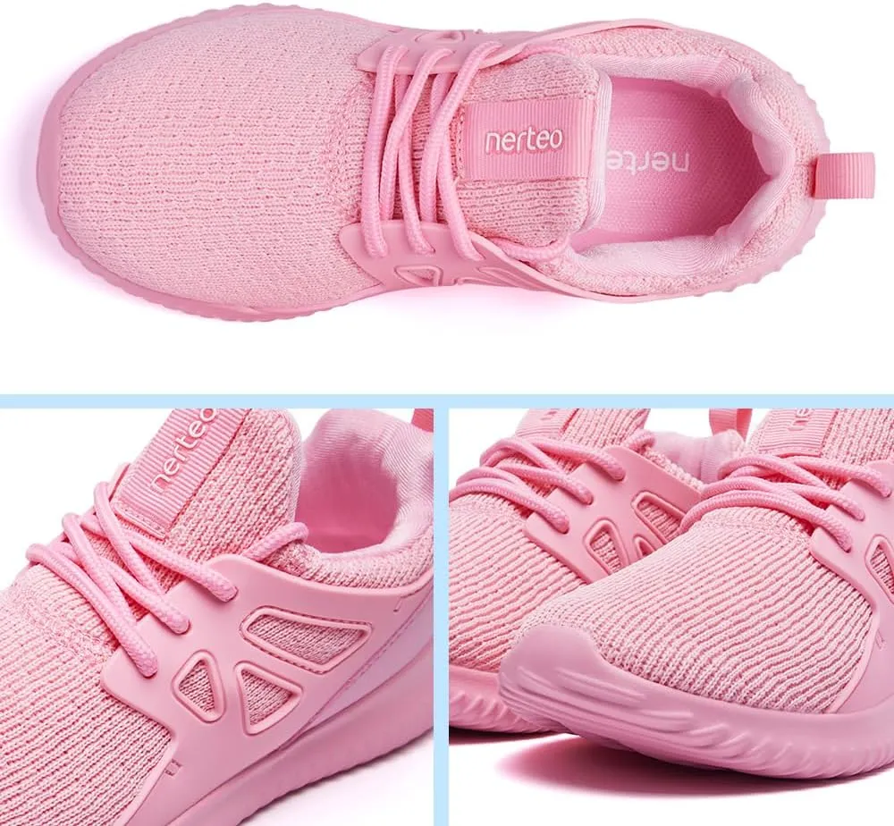 nerteo Girls Shoes Slip on Boys Kids Sneakers Lightweight Tennis Running Walking Gym Fashion Shoes for Little Kid/Big Kid