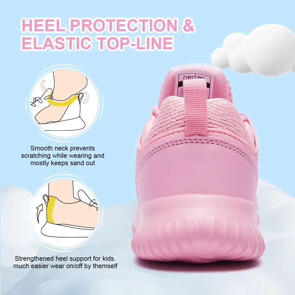 nerteo Girls Shoes Slip on Boys Kids Sneakers Lightweight Tennis Running Walking Gym Fashion Shoes for Little Kid/Big Kid