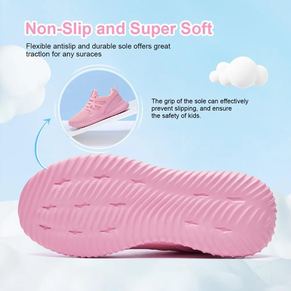 nerteo Girls Shoes Slip on Boys Kids Sneakers Lightweight Tennis Running Walking Gym Fashion Shoes for Little Kid/Big Kid