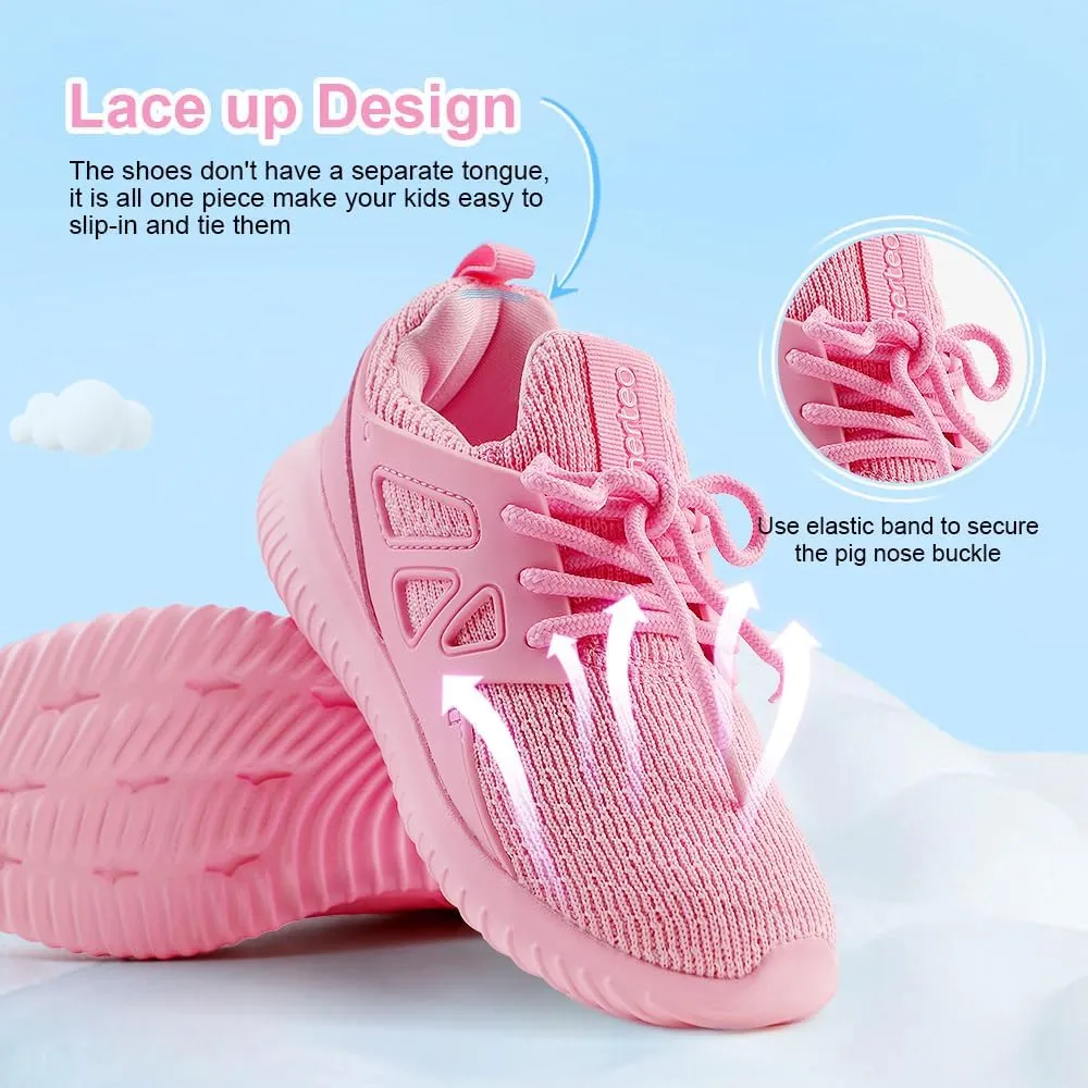 nerteo Girls Shoes Slip on Boys Kids Sneakers Lightweight Tennis Running Walking Gym Fashion Shoes for Little Kid/Big Kid