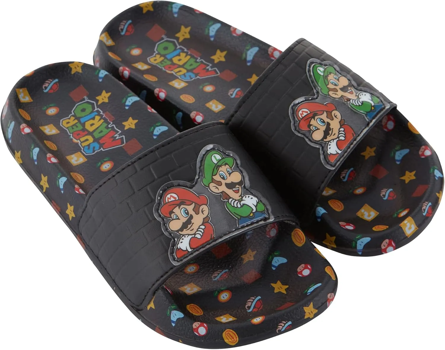 Nintendo Boys Mario Slide Sandals - Super Mario Shoes - Mario, Luigi, Kirby and Donkey Kong Slide Sandals Shoes