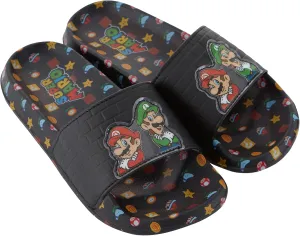 Nintendo Boys Mario Slide Sandals - Super Mario Shoes - Mario, Luigi, Kirby and Donkey Kong Slide Sandals Shoes