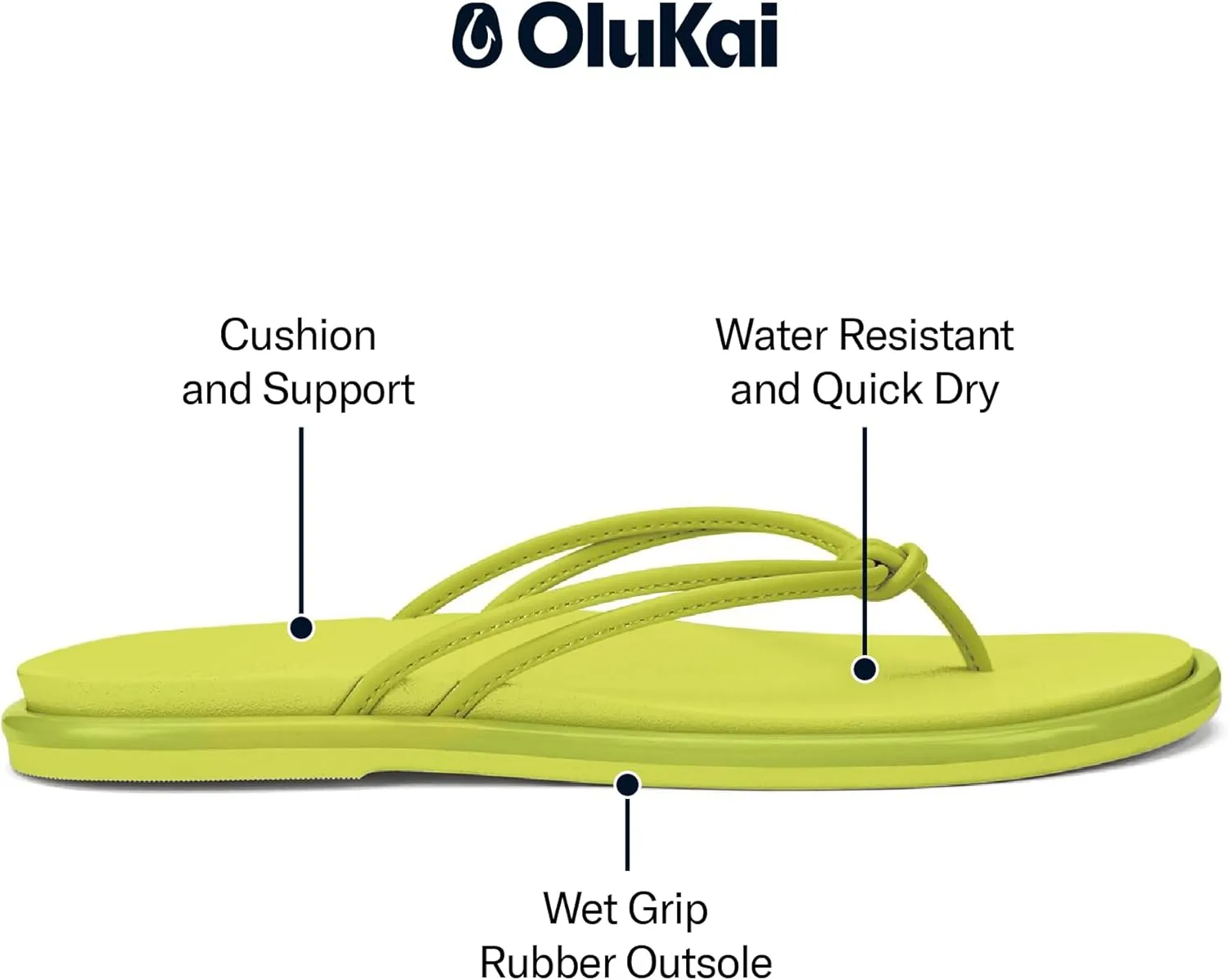 OLUKAI Aka Women's Beach Sandals, Water-Friendly Flip-Flop Slides, All-Day Comfort & Support, Stylish & Vibrant Colors