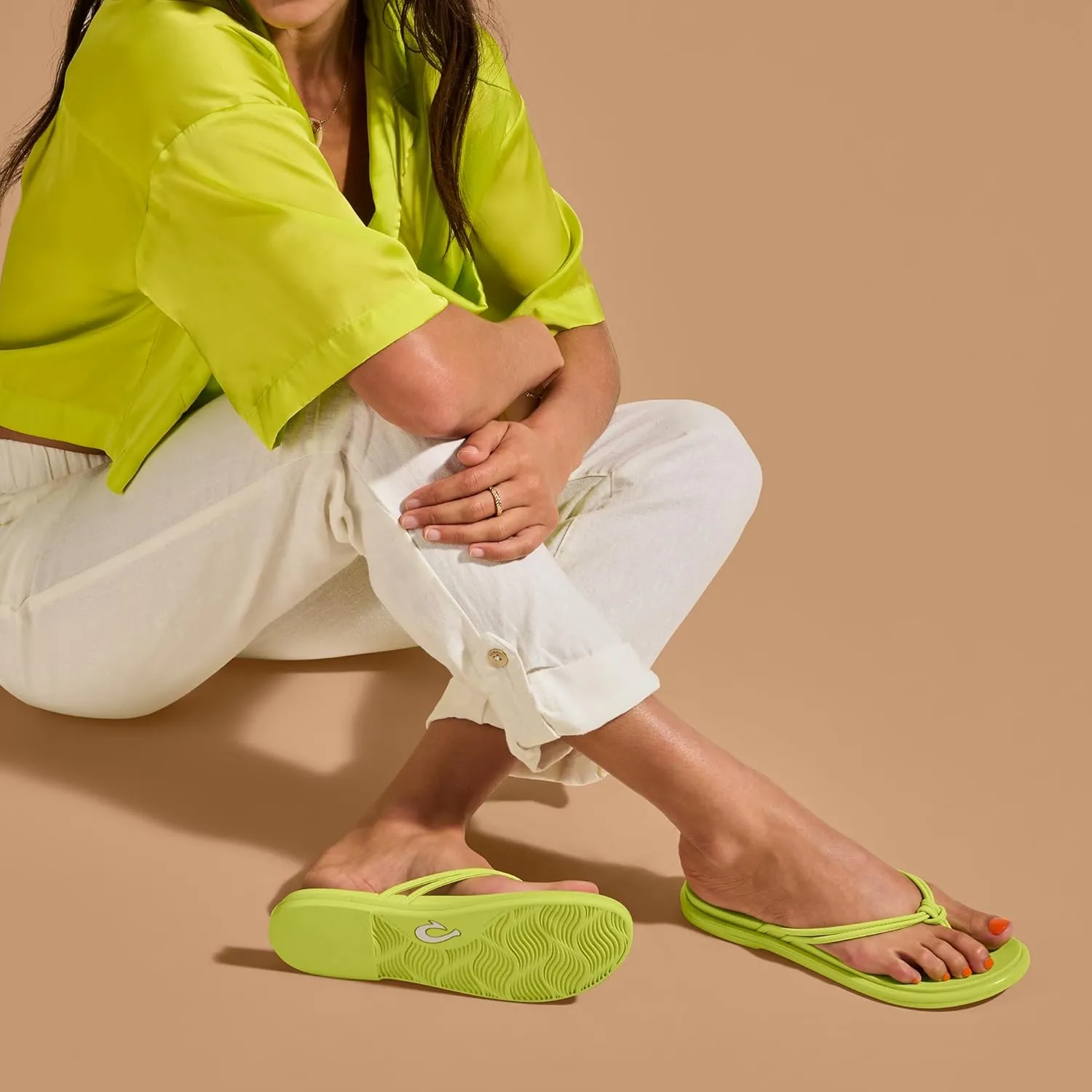 OLUKAI Aka Women's Beach Sandals, Water-Friendly Flip-Flop Slides, All-Day Comfort & Support, Stylish & Vibrant Colors