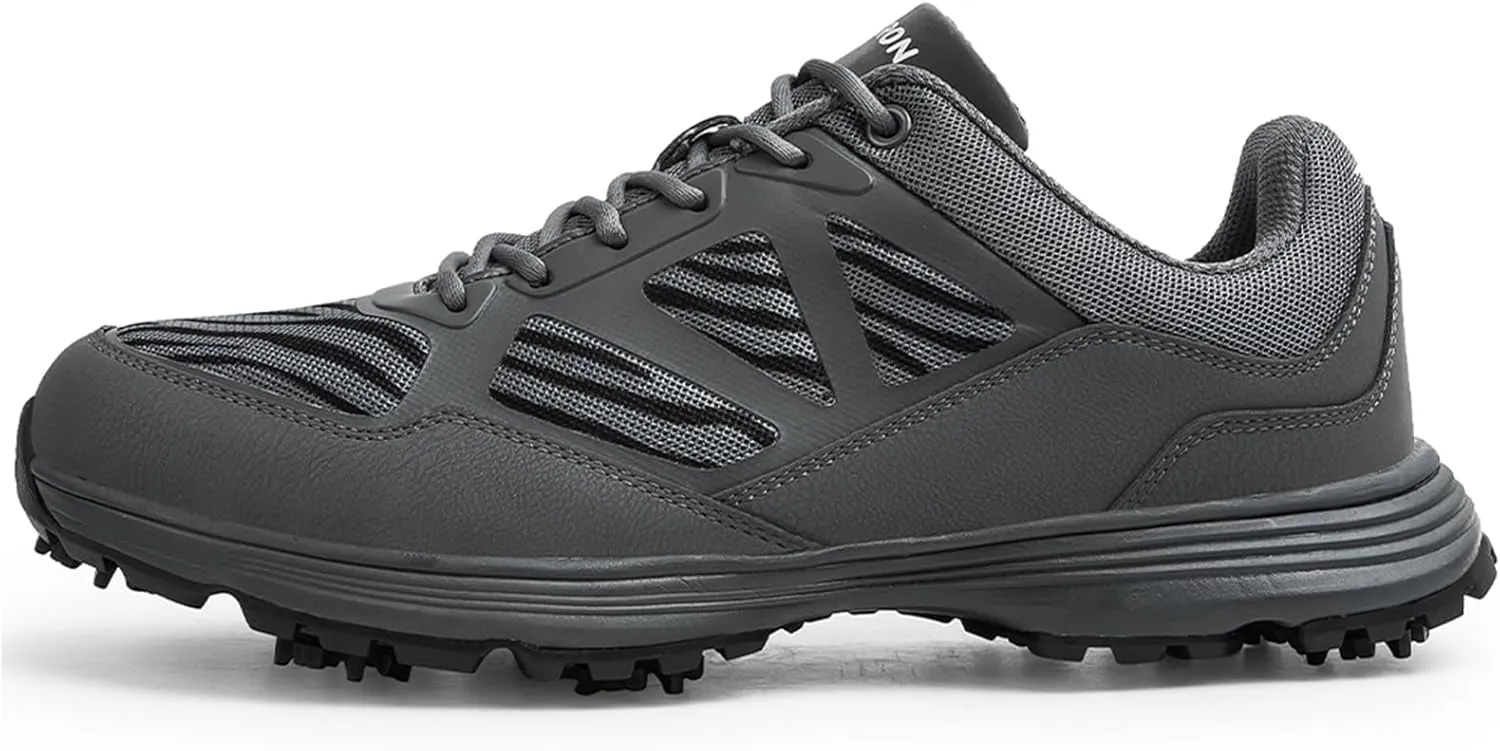 ONAIC Mens Golf Shoes with Spikes Waterproof Golf Sport Sneakers for Golf Trainers Big Size