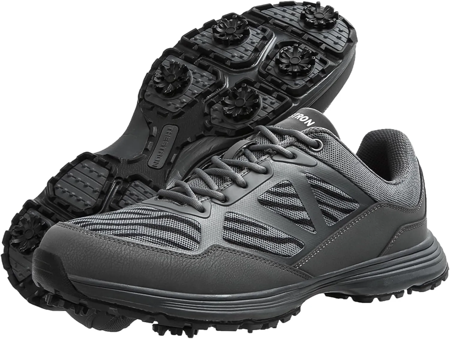 ONAIC Mens Golf Shoes with Spikes Waterproof Golf Sport Sneakers for Golf Trainers Big Size