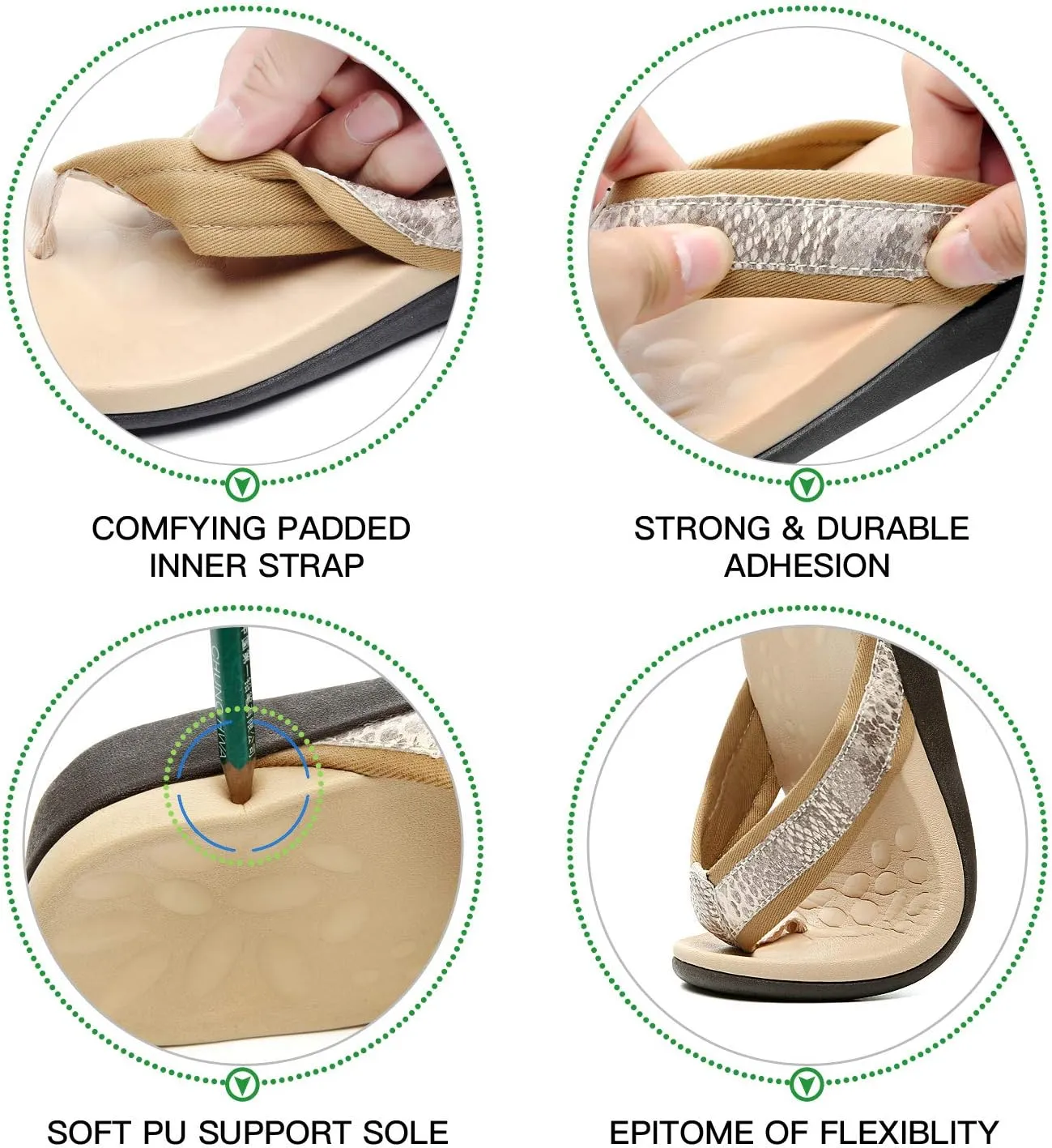 Orkii Womens Orthopedic Sandals for Plantar Fasciitis Feet, Best Orthotic Flip Flops With Arch Support, Comfortable Walking Sandals for Summer Beach, River, Pool