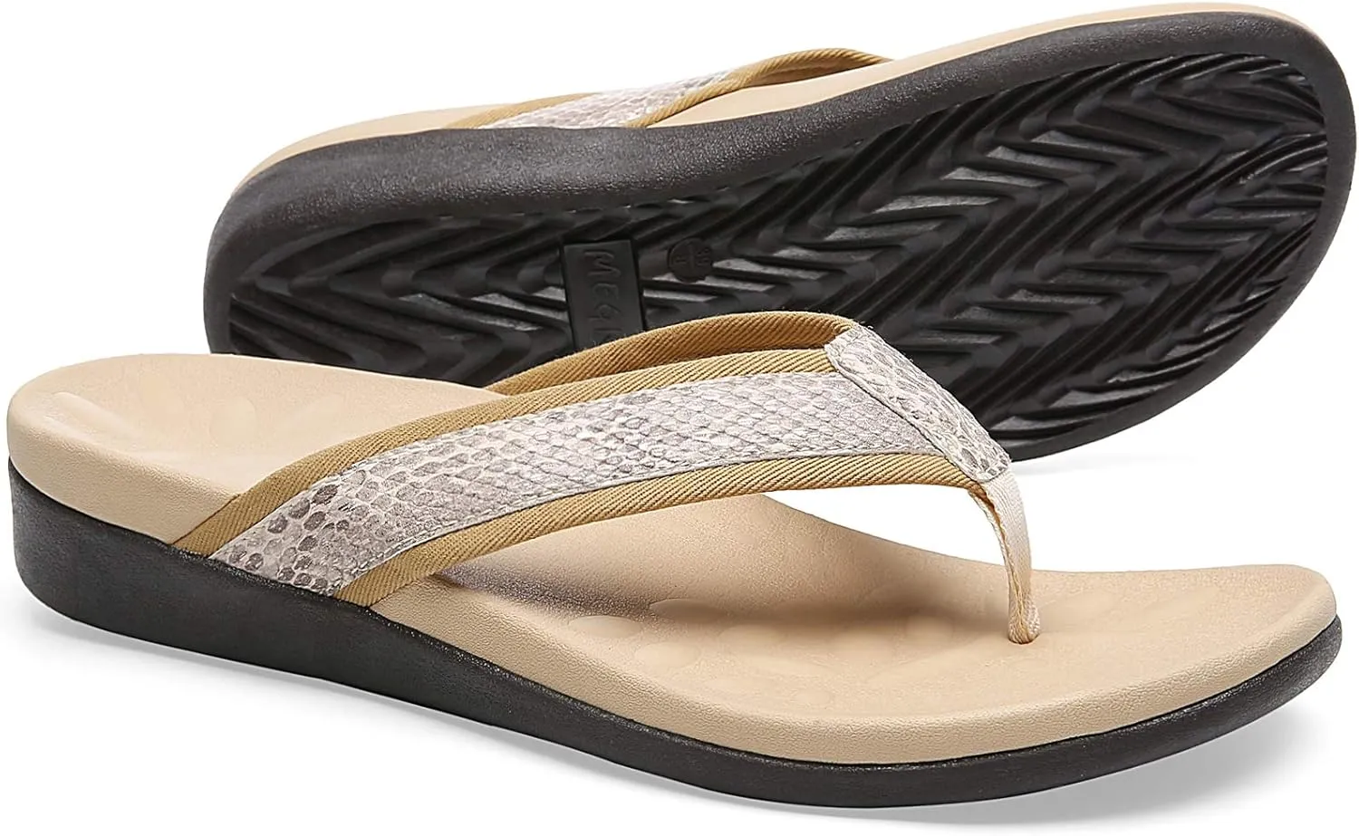 Orkii Womens Orthopedic Sandals for Plantar Fasciitis Feet, Best Orthotic Flip Flops With Arch Support, Comfortable Walking Sandals for Summer Beach, River, Pool