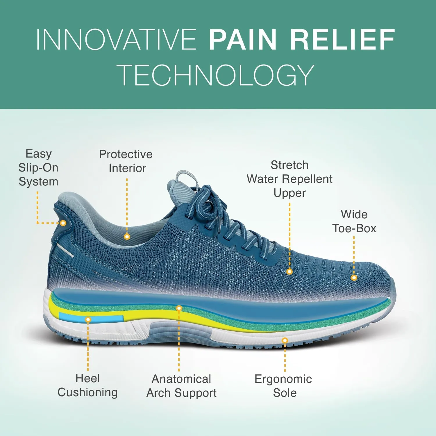 Orthofeet Men's Orthopedic Knit Yari Hands-Free Sneakers