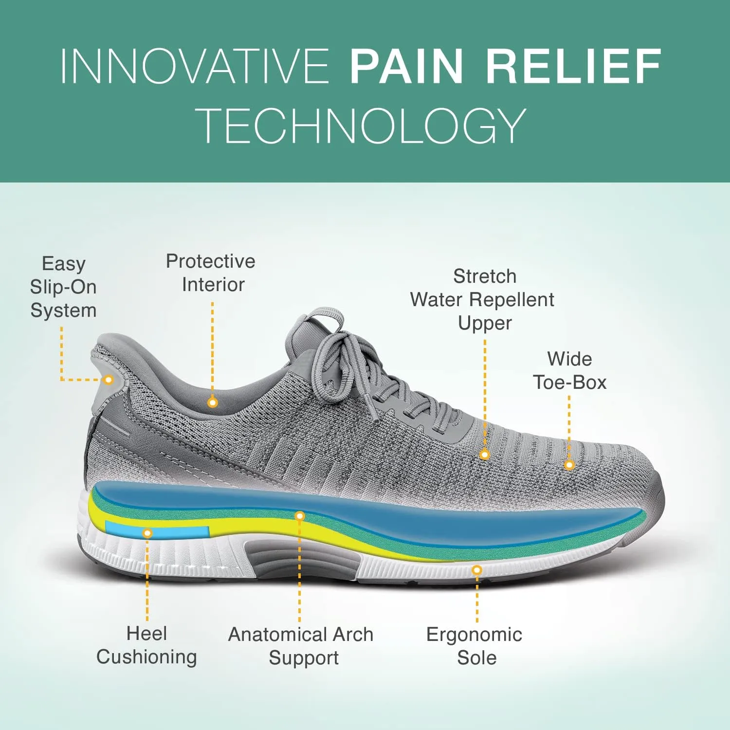 Orthofeet Men's Orthopedic Knit Yari Hands-Free Sneakers