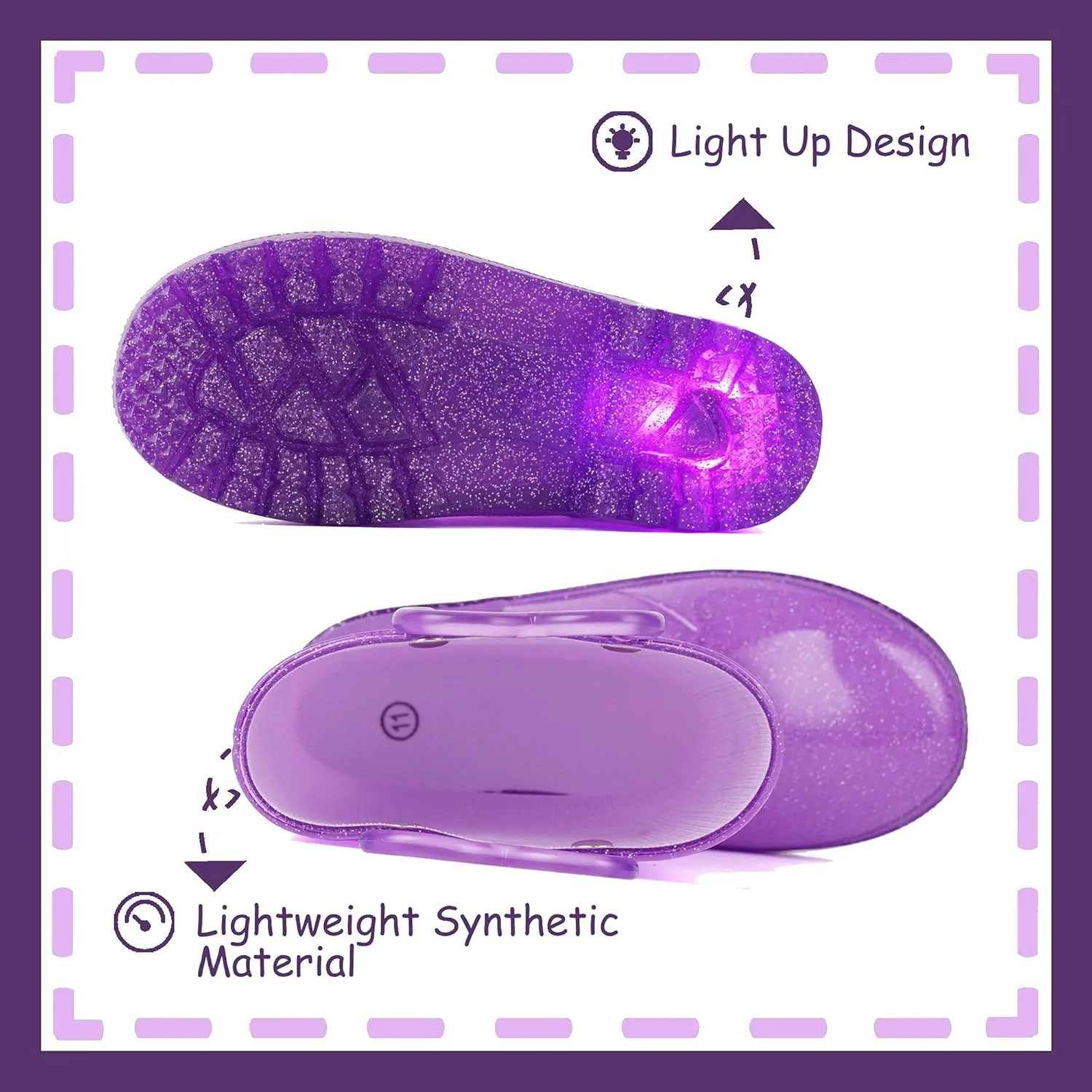 Outee Toddler Kids Adorable Lightwight Waterproof Rain Boots Light Up by Steps