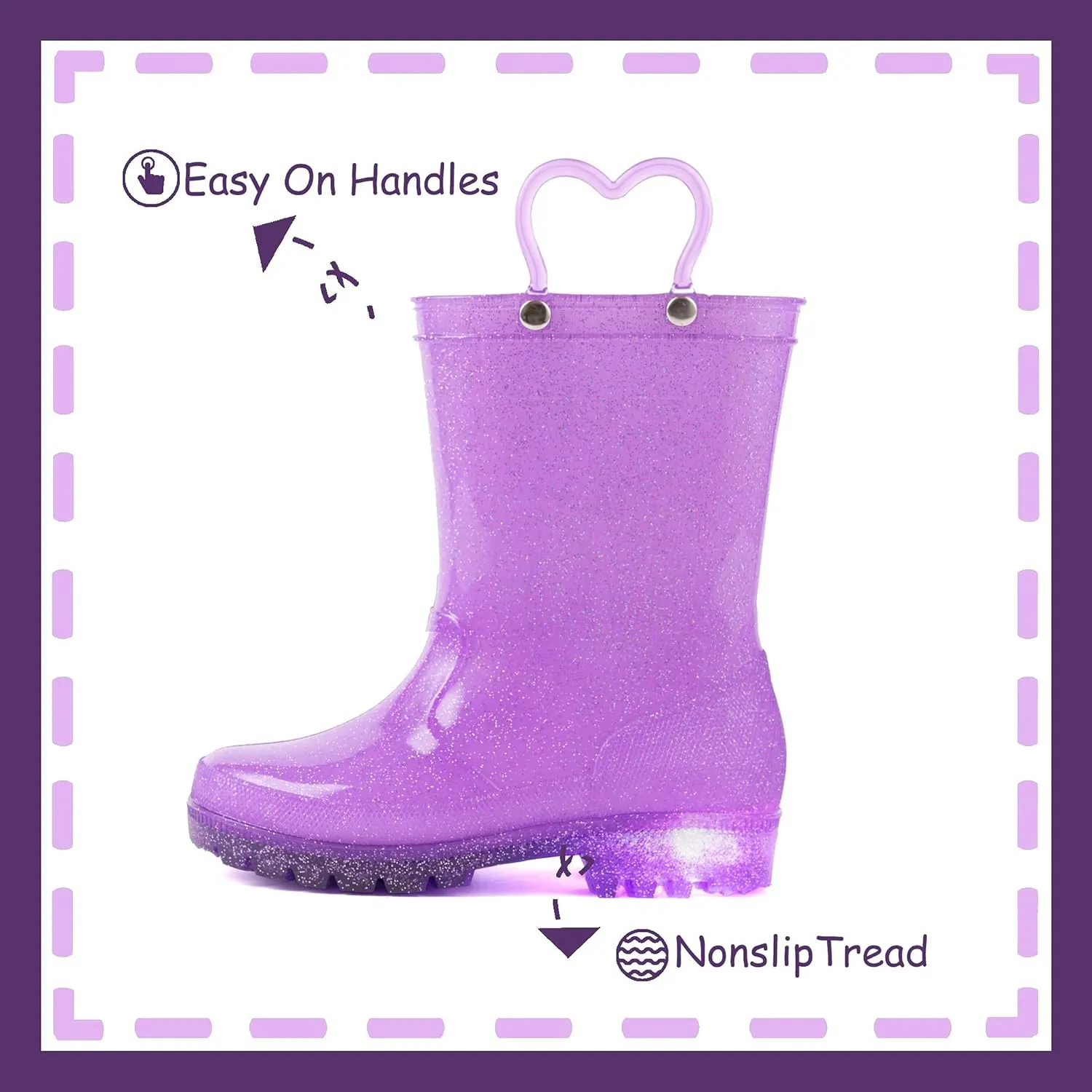 Outee Toddler Kids Adorable Lightwight Waterproof Rain Boots Light Up by Steps