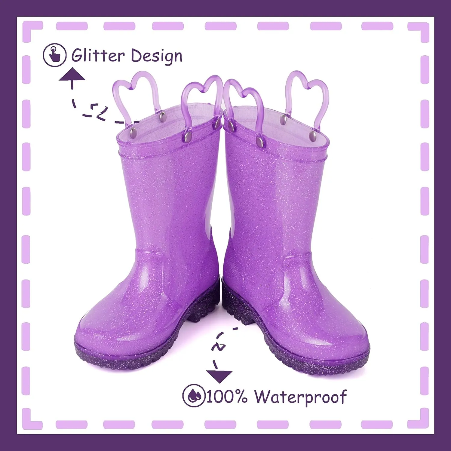 Outee Toddler Kids Adorable Lightwight Waterproof Rain Boots Light Up by Steps