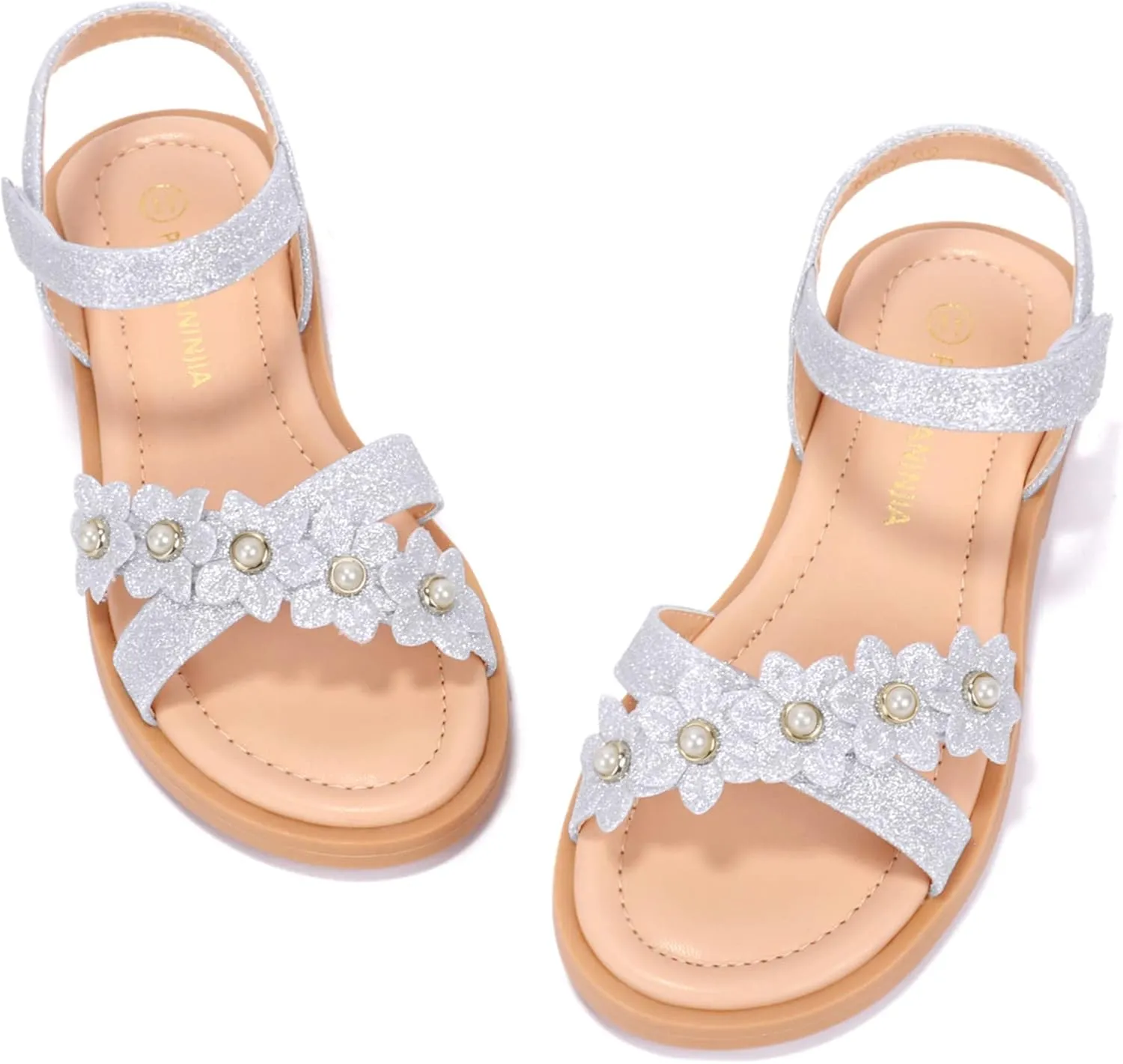PANDANINJIA Elva Girls Sandals Open Toe Cute Flats Dress Sandals Cross Strappy Summer Shoes Toddler/Little Kid/Big Kid