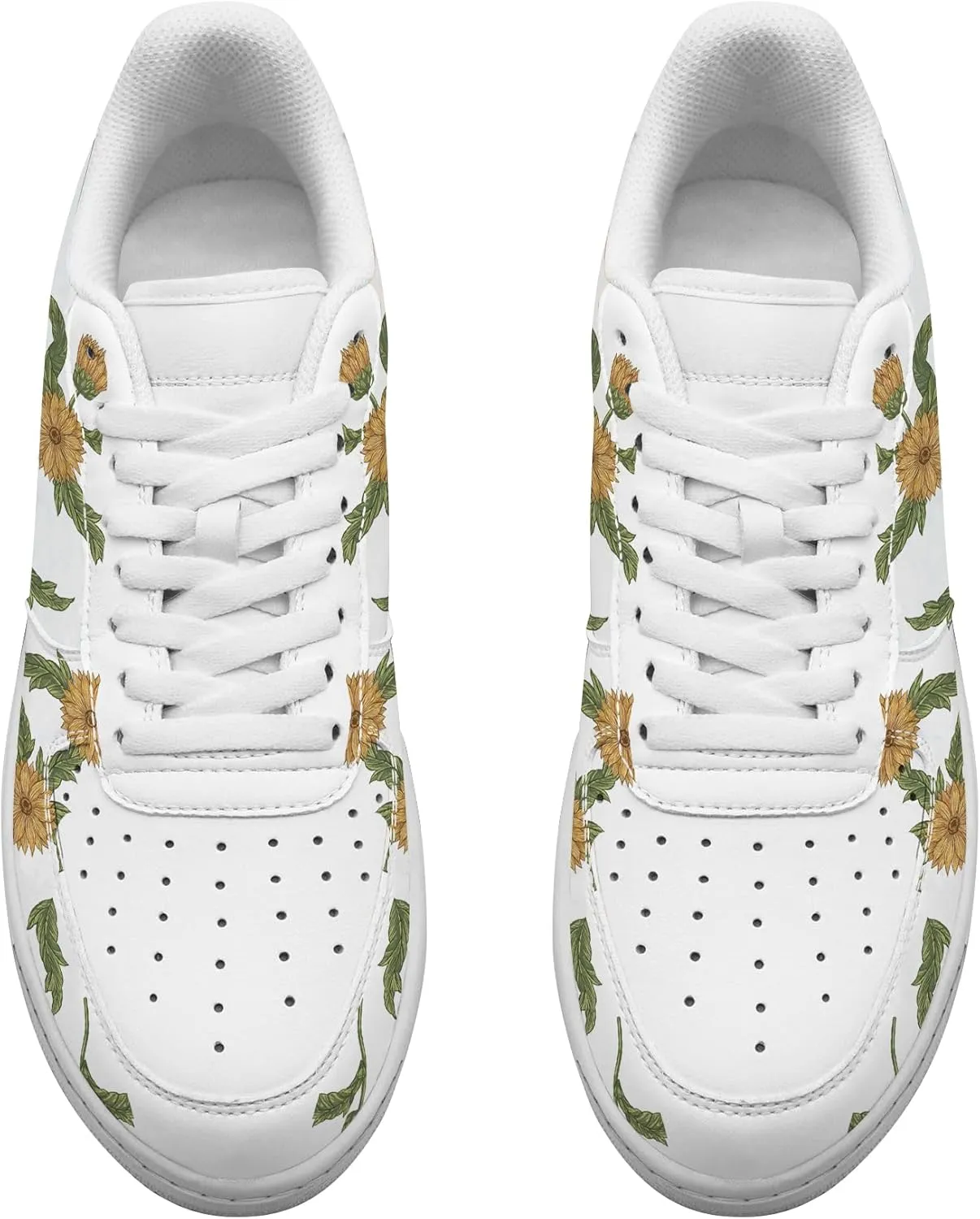 Personalized Sunflower Basketball Shoes - Custom Name Classic Lace Up Low-Top Fashion Sneakers for Men and Women, Breathable Anti-Slip Outdoor Training Shoes - Unique Floral Design