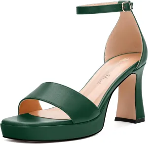 Platform Block Heels Sandals for Women, Fashion Women's Open Toe High Chunky Heels Ankle Strap Dress Sandals